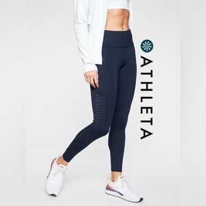 Athleta | 7/8 Length Laser Cut Leggings In Navy Blue